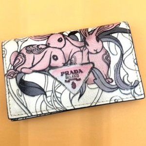 Prada Leather Bunny Card Holder Bi-Fold Wallet Never Used